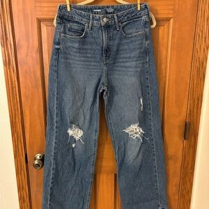 Old Navy classic blue distressed sky-hi wide leg jeans